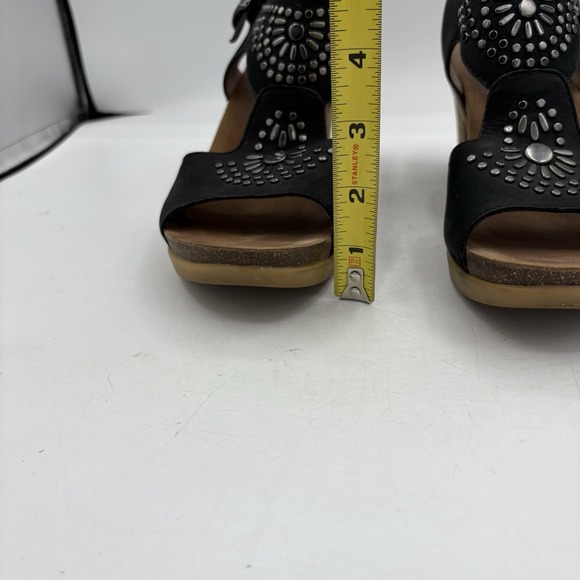 Dansko Sandals Womens Size 7 EU 38 Deandra Studded Leather Block Heel Black - Picture 4 of 10